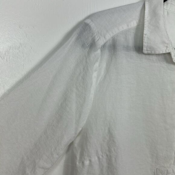Poetry White Linen Lagenlook 1/2 Button Long Sleeve Shirt Top Size 8 - Picture 3 of 9
